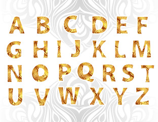 golden alphabet art nouveau