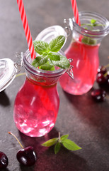 Cherry drink with ice