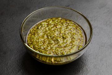 Pesto sauce in a bowl