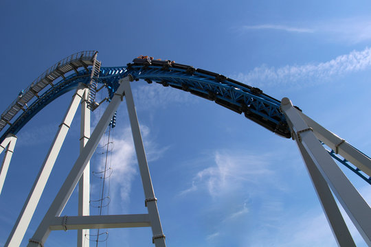 High roller coaster for a ride on blue sky