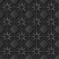 Fototapeta premium 3D dark paper art Islamic geometry cross pattern seamless background