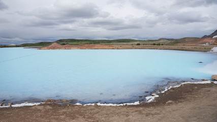 Landschaft beim Mývatn Nature Bath / Kieselgurwerk in Nord-Island