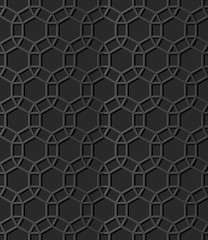 3D dark paper art Islamic geometry cross pattern seamless background