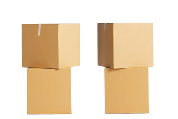 Double plain brown box isolate