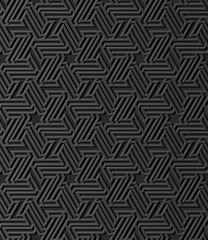 3D dark paper art Islamic geometry cross pattern seamless background