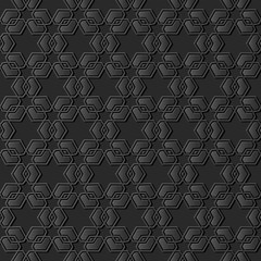 3D dark paper art Islamic geometry cross pattern seamless background