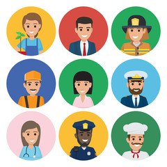 Professions People Cartoon Characters Icons Set