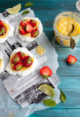 Strawberry-lime pavlova