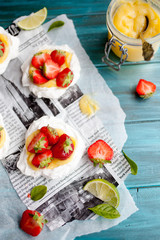 Strawberry-lime pavlova
