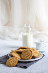 Homemade peanut Butter Cookies with criss-cross marks