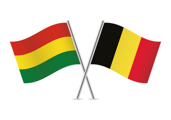 Bolivia and Belgium flags. Vector illustration.