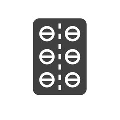 Pills Glyph Vector Icon. Isolated on the White Background. Editable EPS file. Vector illustration.