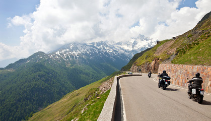Motoradfahrer auf dem Timmelsjoch, Südtirol