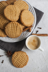 Homemade peanut Butter Cookies with criss-cross marks