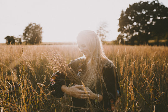 Happy girl in the fields