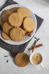 Homemade peanut Butter Cookies with criss-cross marks