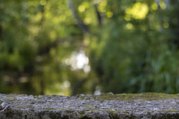 natural background with an empty stone platform, for placing goods