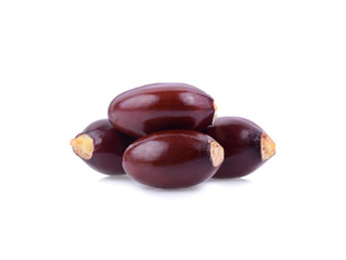 Fresh lychees with the seed isolated on white background.