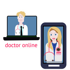 Online medical consultation and support. Online doctor. Vector illustration