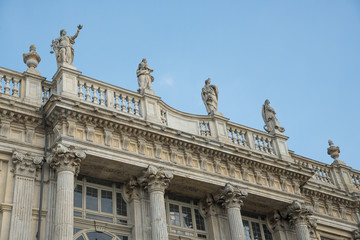 Fototapeta na wymiar Statue on Madama Palace in Turin - Italy