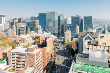 Obraz premium myeongdong Downtown pejzaż miejski w Korei Południowej