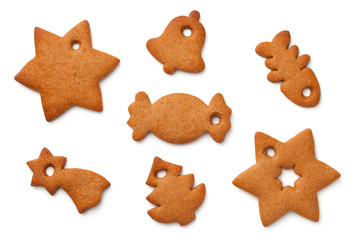 Christmas Gingerbread Cookies Isolated on White Background