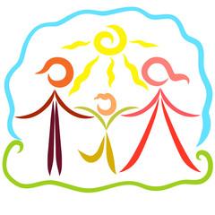 Sunny day, nature and happy family, health and cheerfulness