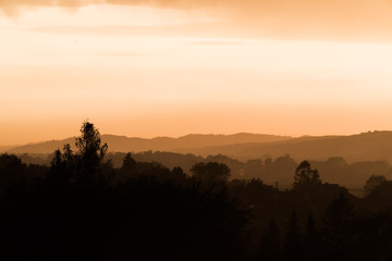 golden hours sunset capture in a village from a highland