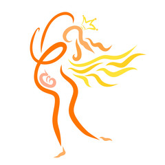 Winged Princess with a baby in the belly, in a beautiful movement