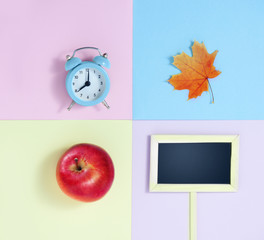 Back to School Background in Sky Blue, Yellow, Pink and Lilac Colors