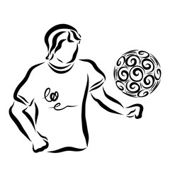 A man in a shirt and a flying ball