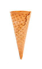 Sweet wafer cone isolated on white background