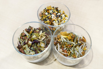 three types of herbal fruit tea