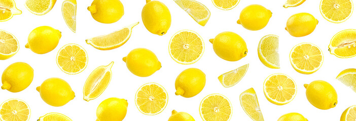 Fresh yellow lemon photographic pattern