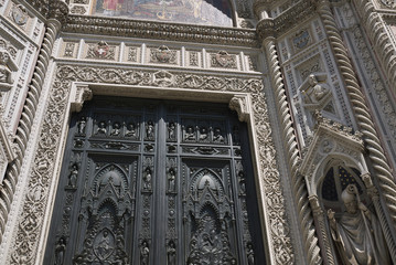 Firenze, Italy - June 21, 2018 : View of Florence Cathedral (Cattedrale di Santa Maria del Fiore) main portal by Augusto Passaglia