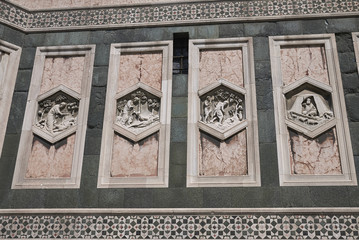 Firenze, Italy - June 21, 2018 : Details of Florence Cathedral (Cattedrale di Santa Maria del Fiore)