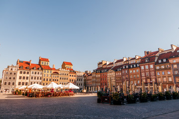 Fototapeta na wymiar old streets at dawn Warsaw Poland