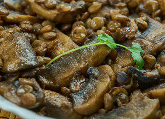 Mushroom Lemon and Lentil Salad