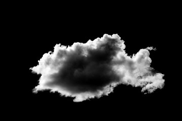 Cloud isolated on black background, Black sky and single cloud