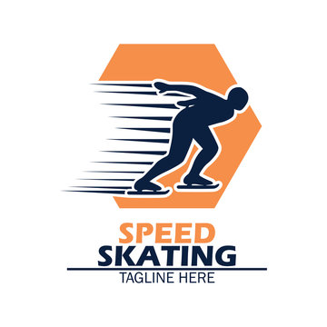speed skating logo with text space for your slogan / tag line, vector illustration

