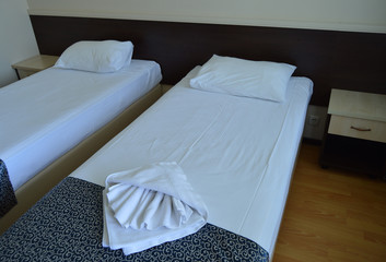 Luxury room with two beds in a modern hotel