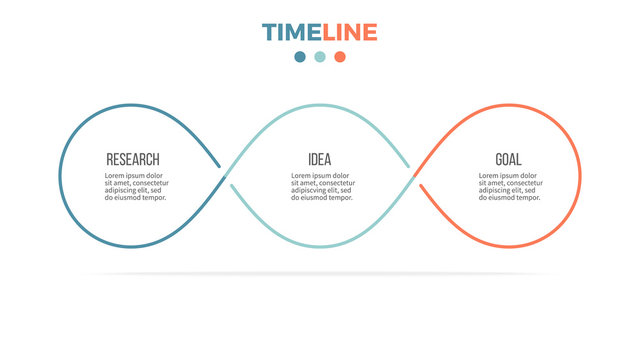 Business Infographics. Timeline With 3 Steps, Options, Loops. Vector Template.