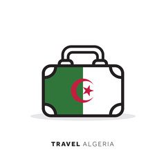 Algeria travel concept. Suitcase vector icon with national country flag