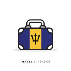 Barbados travel concept. Suitcase vector icon with national country flag