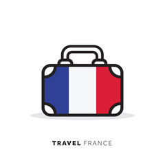 France travel concept. Suitcase vector icon with national country flag