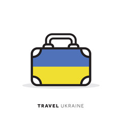 Ukraine travel concept. Suitcase vector icon with national country flag © ink drop