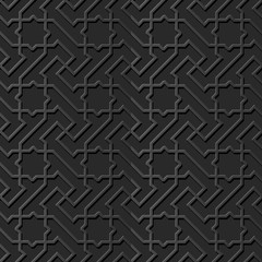 3D dark paper art Islamic geometry cross pattern seamless background