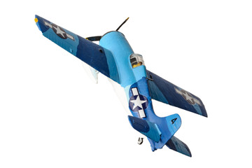 Blue plastic plane isolated on the white background
