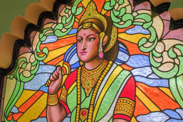Obraz na płótnie Canvas Chiang Mai, Thailand May 27, 2018 Stained glass is a beautiful Hindu god image.
