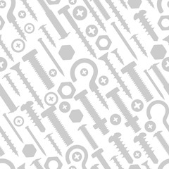 Seamless pattern with bolts nuts nails.